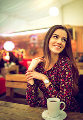 Tea drinking in christmas holiday market