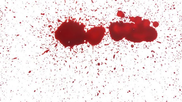 Red blood ink splatter on white background