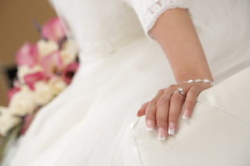 Wedding Day Bride Photography Engagement Ring  Hand Dress Manicure