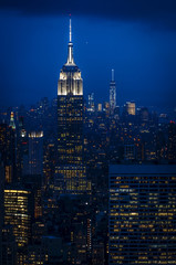 Lower Manhattan at night seen from a high place