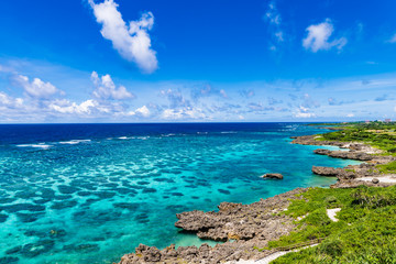 Sea, reef, landscape. Okinawa, Japan, Asia.