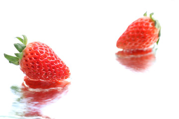 Japanese strawberry on white water background