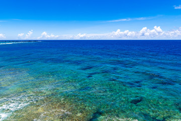 Sea, reef, landscape. Okinawa, Japan, Asia.