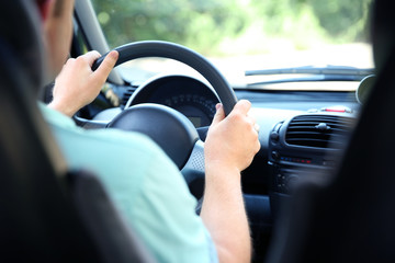 Man driving car