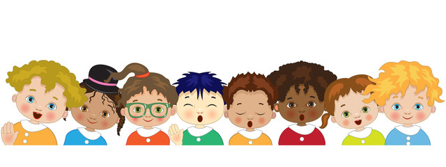 Header with Children of Different Ethnic Groups © mariarita