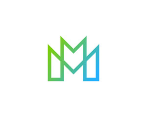 Letter M Line Logo Design Element