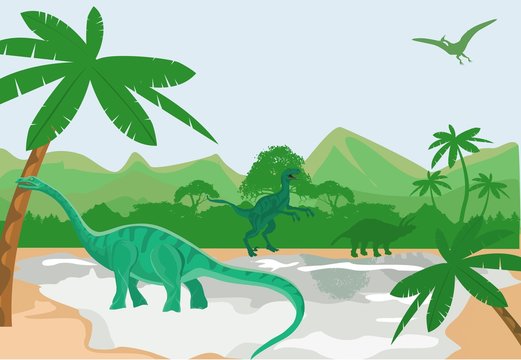 Dino world vector illustration.