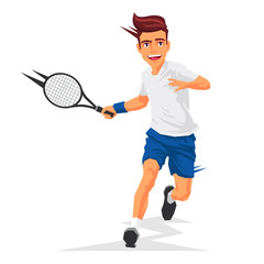 Obraz na płótnie Canvas Cool tennis player with a racket