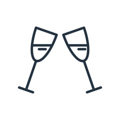 couple wine glasses line web icons on white background