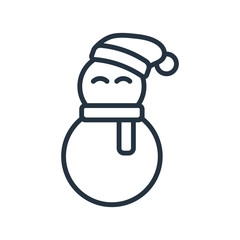 cute snowman line web icon on white background