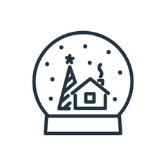 christmas snow globe line web icon on white background