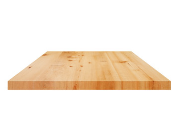 Wood table on white background.