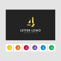 4 shadow  letter logo. gold color and some other colors
