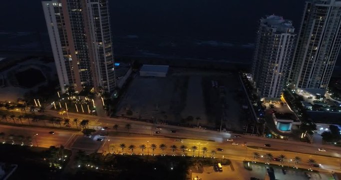 Aerial vide of Sunny Isles Beach at night 2016