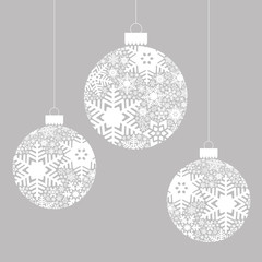Christmas background with Christmas balls with snowflake ornament