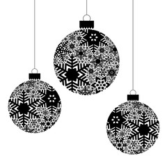Fototapeta premium Christmas background with Christmas balls with snowflake ornament