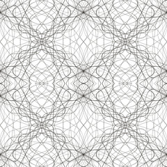 Obraz premium Seamless abstract guilloche ornament on white background. Elegant vector pattern illustration for invitations, banknotes, diplomas, certificates, tickets and other papers security or wrapping design 