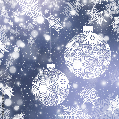 &quot;Christmas background with Christmas balls with snowflake ornament
