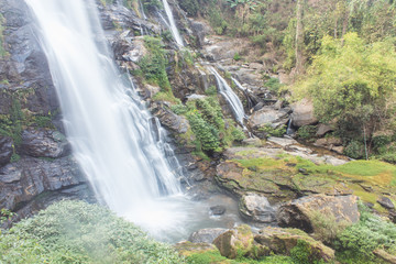 Fototapeta na wymiar Wachirathan waterfall doi inthanon national park, Chomthong Chiang mai