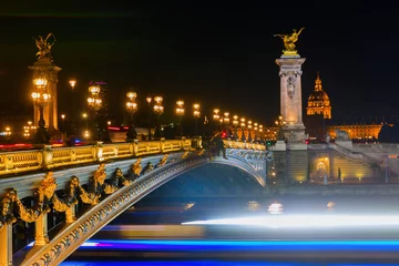 Photo sur Plexiglas Pont Alexandre III Bridge Pont Alexandre III in Paris at night