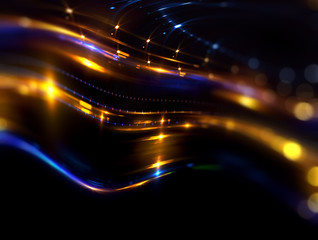 Obraz premium Art light flares. Bulb streaks. magic black space. Flash glow line. Ray LSD dream. Flow LED. Drunk effect. Leak cover. Astral beam. Night neon blur motion mystic. Fuzzy shape. Other sci world coma