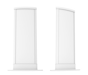 Rendering of two small white blank street billboards without ads