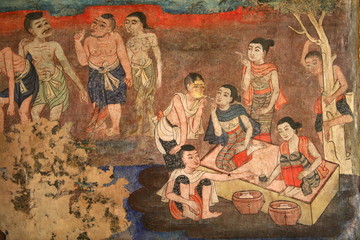 Fototapeta na wymiar Northern Thai temple Wall mural