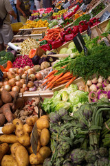 stall display of a farmers market in the Provence