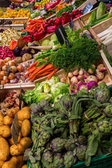 stall display of a farmers market in the Provence