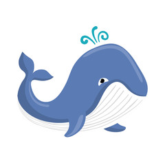 Cute whale cartoon icon vector illustration graphic design