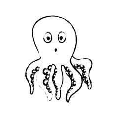 Sea octopus cartoon icon vector illustration graphic design