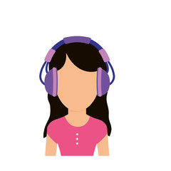 Young person with headphones icon vector illustration graphic