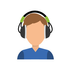 Young person with headphones icon vector illustration graphic