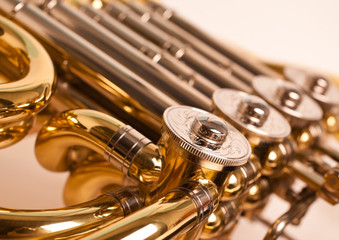 Obraz na płótnie Canvas Fragment french horn closeup