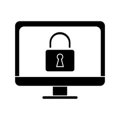 silhouette computer internet security system technology vector illustration eps 10