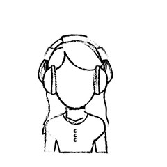 Young person with headphones icon vector illustration graphic