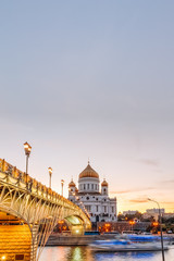 Naklejka premium Cityscape with views of the Cathedral of Christ the Savior