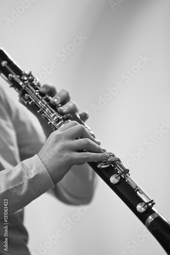 Hands Girl Playing Clarinet In Black And White Wall Mural Wallpaper Murals Furtseff