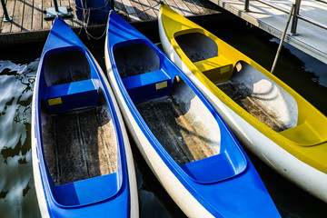 Blue and Yellow canoes