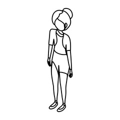 Young woman body complete icon vector illustration graphic design