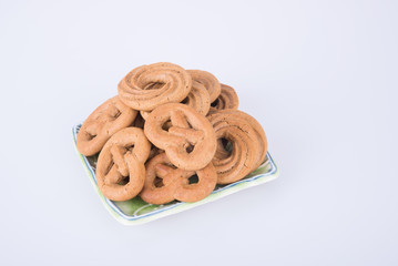 cookie or assorted cookies in plate on a background.