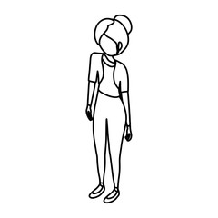 Young woman body complete icon vector illustration graphic design