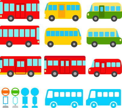 かわいいバスのイラストセット