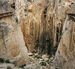 El Caminito del Rey dangerous footpath over canyon