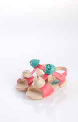 shoe or beautiful little girl shoes on a background.