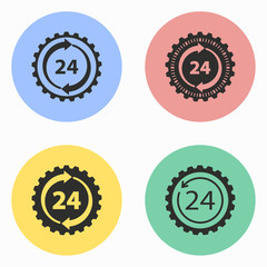 24 hour service icon set.