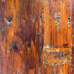 decorative detail of an old wooden door