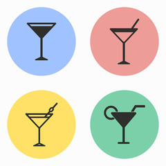 Cocktail icon set.