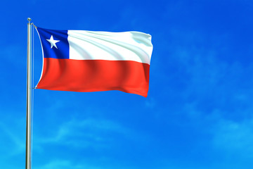 Fototapeta na wymiar Flag of Chile on the blue sky background. 3D illustration