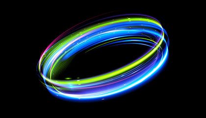 Glow effect. Ribbon glint. Abstract rotational border lines. Power energy. LED glare tape.
Luminous sci-fi. Shining neon lights cosmic abstract frame. Magic design round frame. Swirl trail effect.